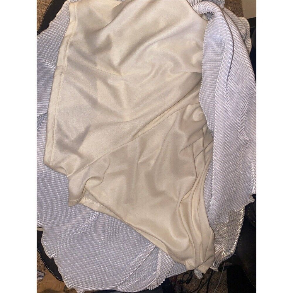 Lucy mini dress Shoulder Tie Gold Metallic Sexy HOCO pleated L fairy prom club - Picture 11 of 12